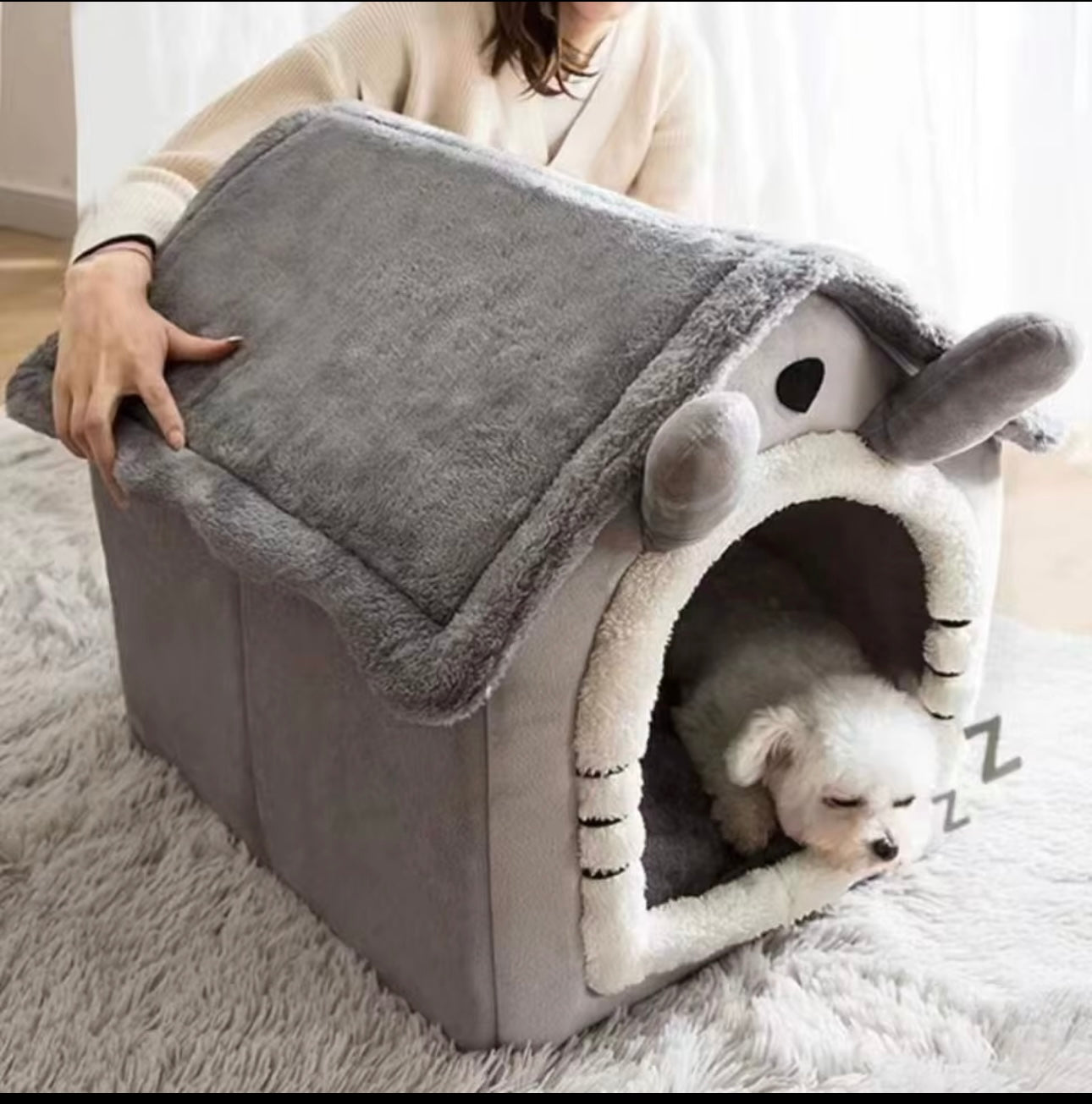 Cozy Bunny Ear Pet Hideaway House Bed